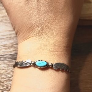 Vintage Sterling Silver Turquoise Cuff Bracelet